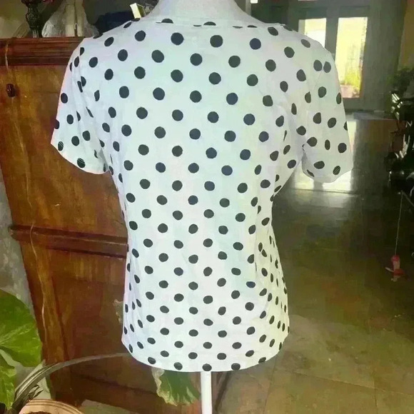 Ann Taylor white with black polka tot tee. Excellent condition. Medium. - Picture 6 of 8